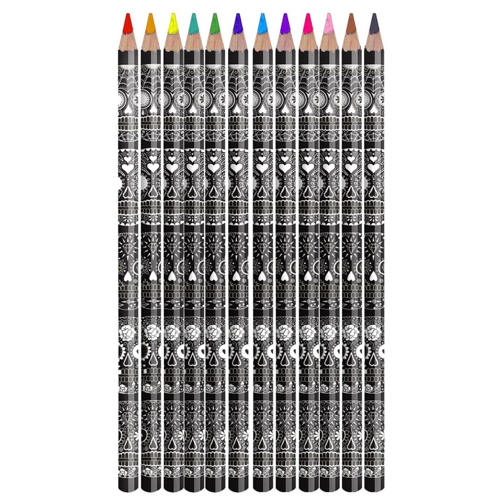 NEW Sugar Skull Colored Pencil Set in Tin - Picture 6 of 8